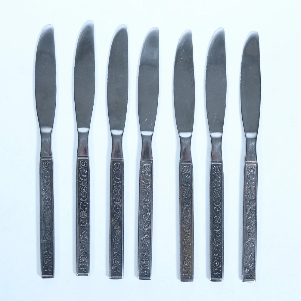 7 National Costellano Stainless Korea Nasco Davao Roses Silverware Dinner Knives